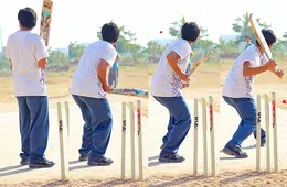 A batsman playing a shot