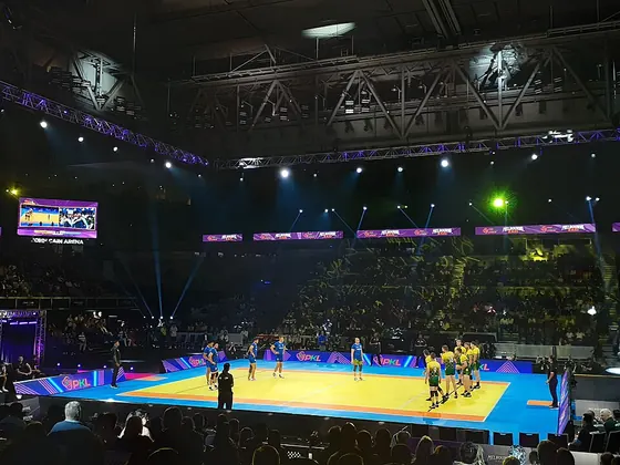 Pro Kabaddi raid in an arena