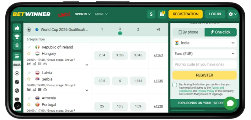 betwinner app screenshot