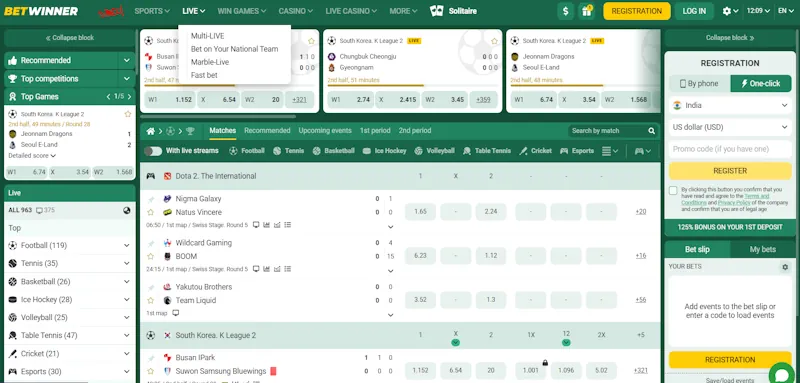betwinner live screenshot